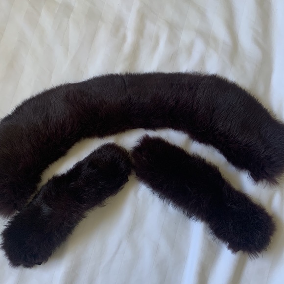 Belldini brown natural fur removable collar/cuffs leather trim zip cardigan EUC - Picture 10 of 11